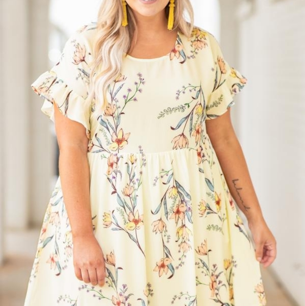 Chic Soul flirty floral dress flutter sleeve 2XL